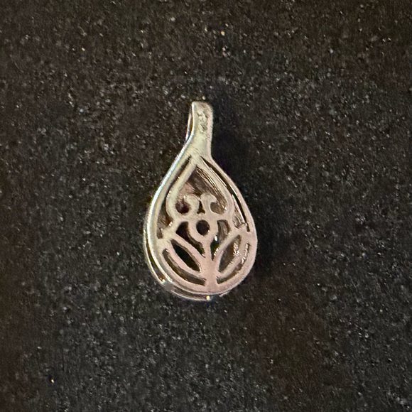 Smoky Quartz Pear Teardrop with CZ Accent Vintage Inspired Necklace - Picture 4 of 5